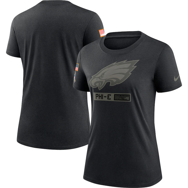 Women's Philadelphia Eagles Black Salute To Service Performance T-Shirt 2020(Run Small)